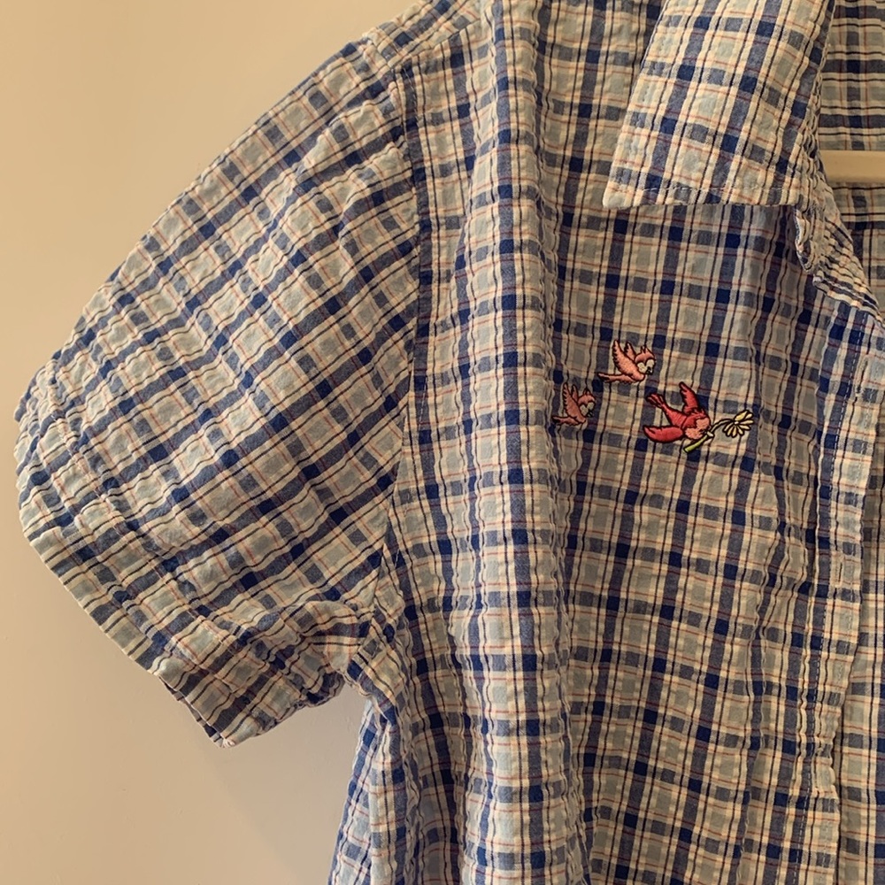 Disney XL Blue Blouse Winnie the Pooh  Button Down T-Shirt - Picture 5 of 7